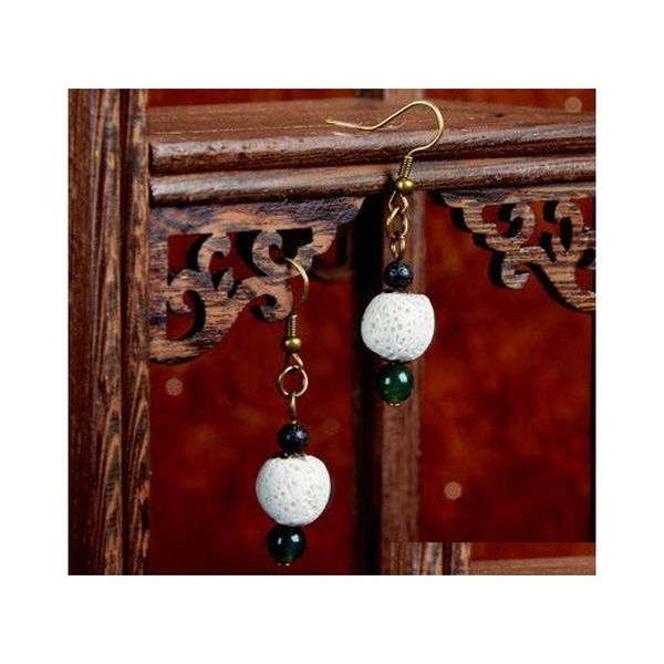 

8 colors handmade bohemian earrings natural lava-rock stone vintage ethnic earrings jewelry dangle earrings for essent sqcsqv queen66, Silver