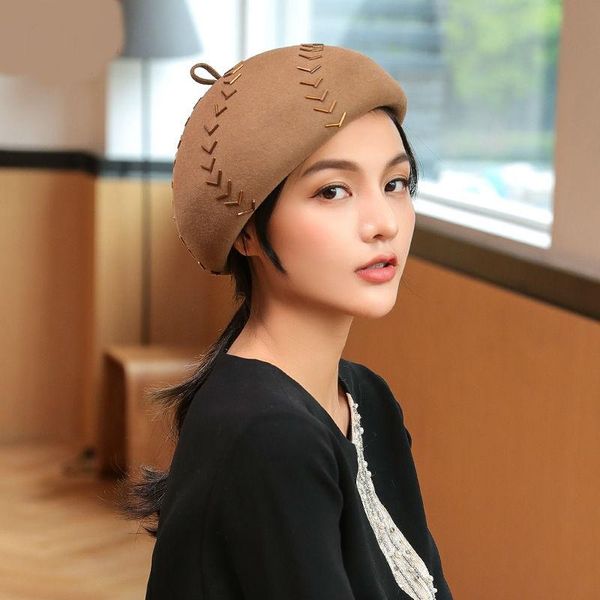 

элегантная шерсть fascinators fedora женщины красных шапок черной свадебные дамы hat войлочные береты шапка дот hat chapeau, Blue;gray