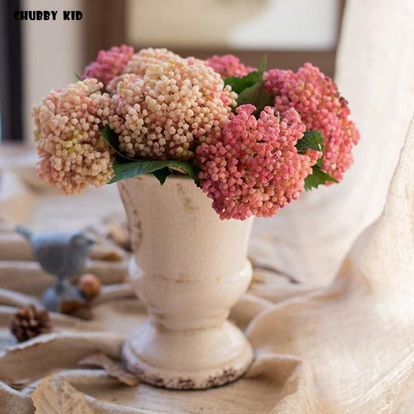 

10pcs/lot wholesale soft plastic artificial hydrangea fruits real touch fake decorative hydrangea buds hi-q succulent plants1