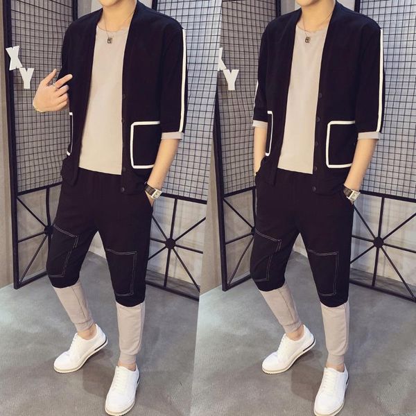 

gzdeerax sport 2 pieces track suit 2020 spring clothing men set casual men sweatshirts brand tracksuits jacket+pants sweat suit1, Gray