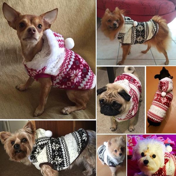 

winter warm pet dog coat clothes snowflake print christmas hoodie sweater for small med bbyjzq