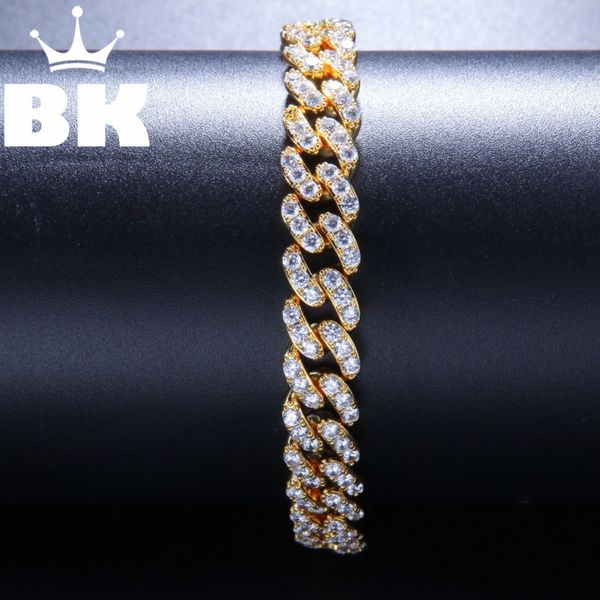 

hip hop copper 9mm micro pave cz cuban link bracelet cubic zircon mens punk 7inch/8inch miami bracelet with box clasp j1211, Black