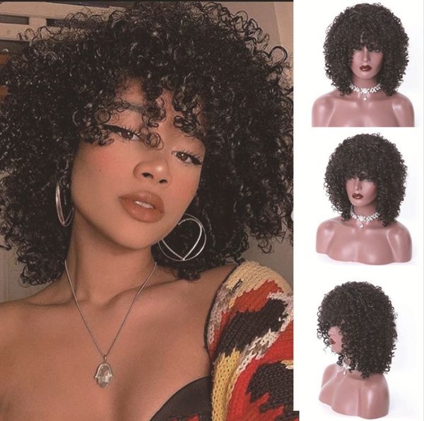 

dhl shipping synthetic afro kinky curly short bobo wig simulation human hair wigs perruques de cheveux humains pelucas js0725, Black