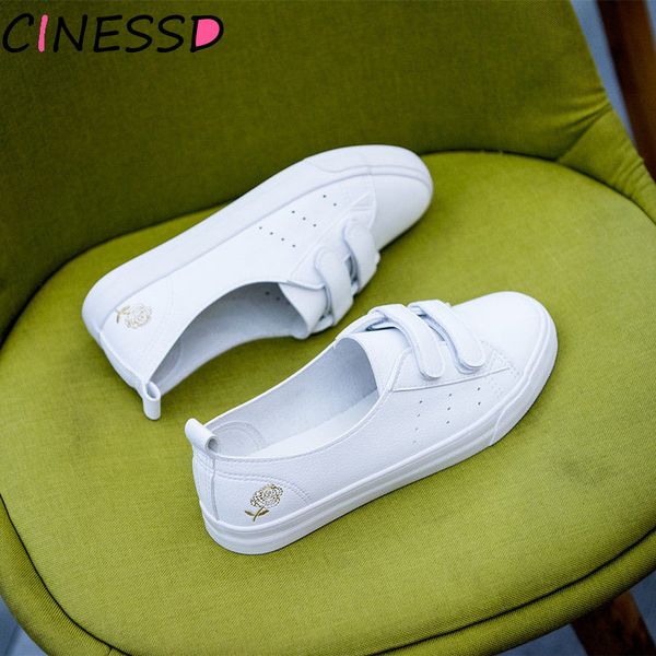 

2020 autumn fashion shoes woman casual pu leather shallow simple women rose floral embroidery white shoes sneakers breathable 1006, Black;white