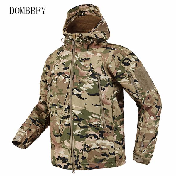 

men's military camouflage fleece jacket army tactical clothing male windbreakers waterproof flight coats kg-1378, Black;brown