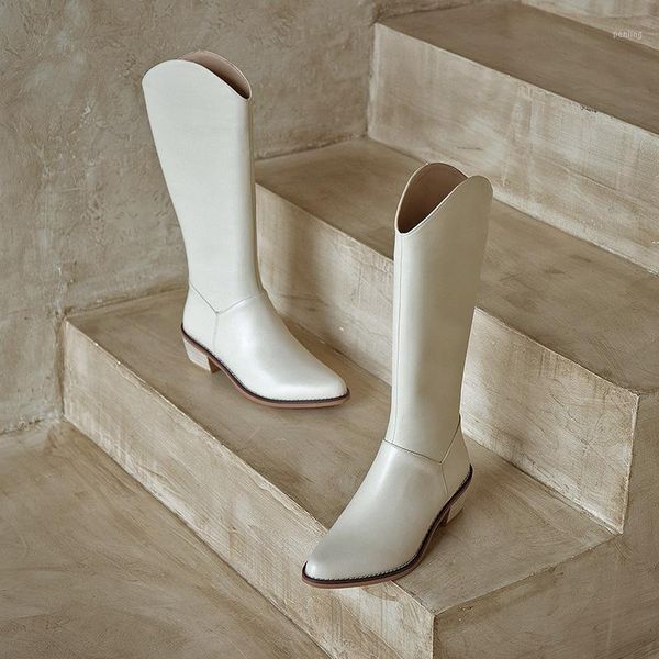 

red pointed high boots medium heel autumn winter 2020 net cavalier riding boots with thick and knee1, Black