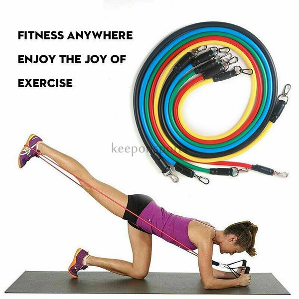 

dhl ship new 11 pcs kits outdoor sports latex resistance bands workout exercise pilates yoga crossfit fitness tubes pull rope fy7007