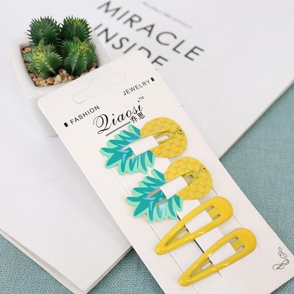 

клипы 4шт девушки волос фруктовых деревьев животных привязать аксессуары для волос симпатичные клипы bb для маленьких девочек красочные мета, Black;brown