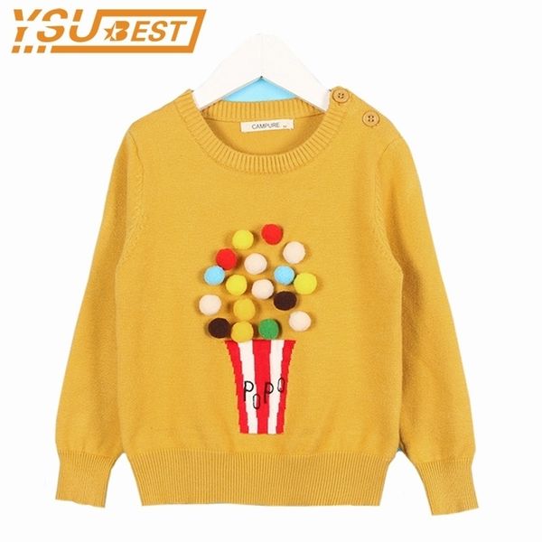 

spring baby girls sweater winter autumn kid knitwear popcorn sweaters for girl knitted sweater pullover clothes yellow gray pink 201128, Blue