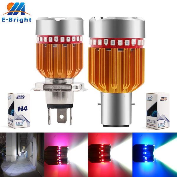 

20x dc 9-80v strobe leds ba20d h4 900lm 8000k motorcycle electric cars headlights fog lights led angel eyes white & rgb blue red