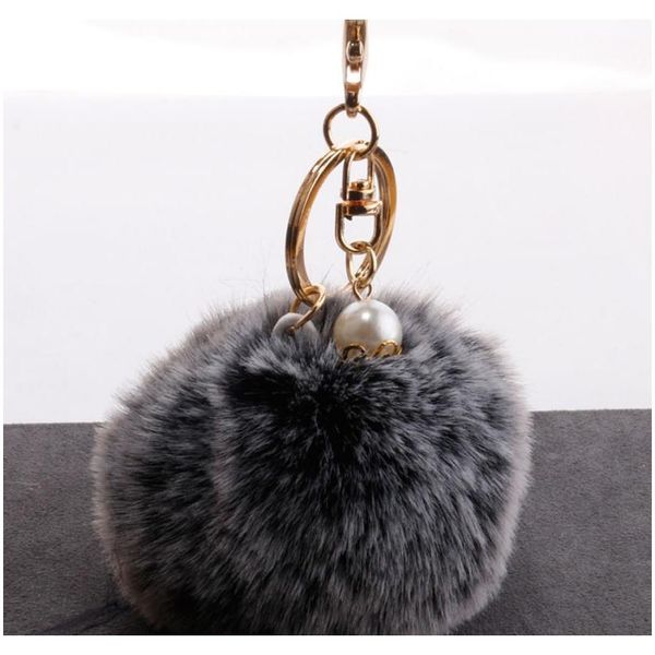 

fashion chaveiro keychain fur pom pom ball key chain faux rabbit hair bulb bag car ornaments fur ball pendant gifts f jllfjx, Silver