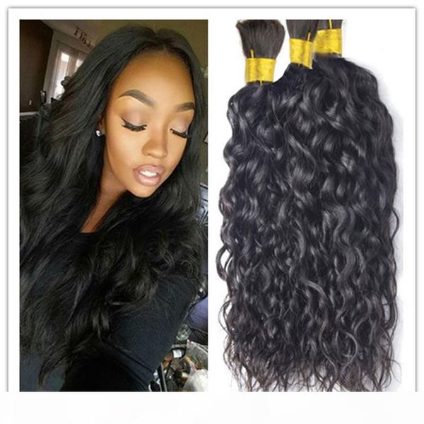 

malaysian natural wave hair bulk 3pcs lot grade 8a unprocessed human hair bulk no weft can be dyed no shedding, Black