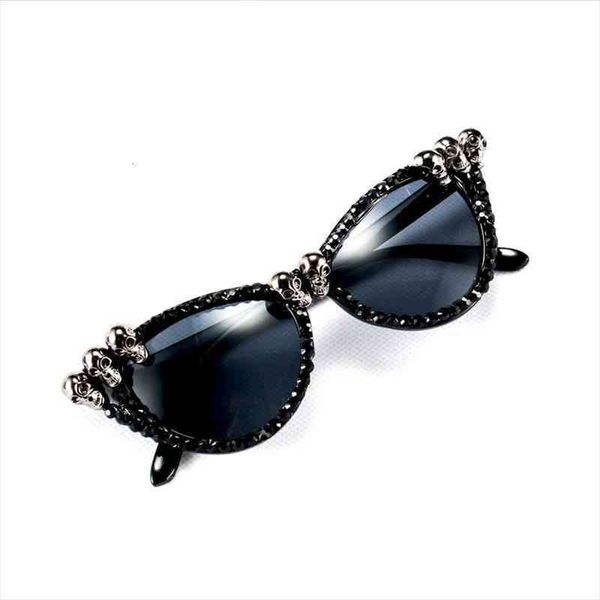 

us warehouse gothic skull sunglasses halloween christmas cat eye crystal punk sun glasses, White;black