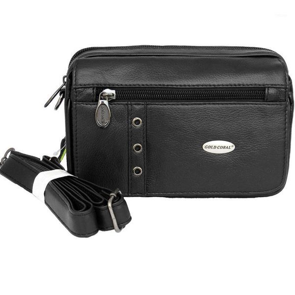 

gold coral genuine leather waist belt bags for men casual travel shoulder crossbody bag phone pouch male wallets coin purse1