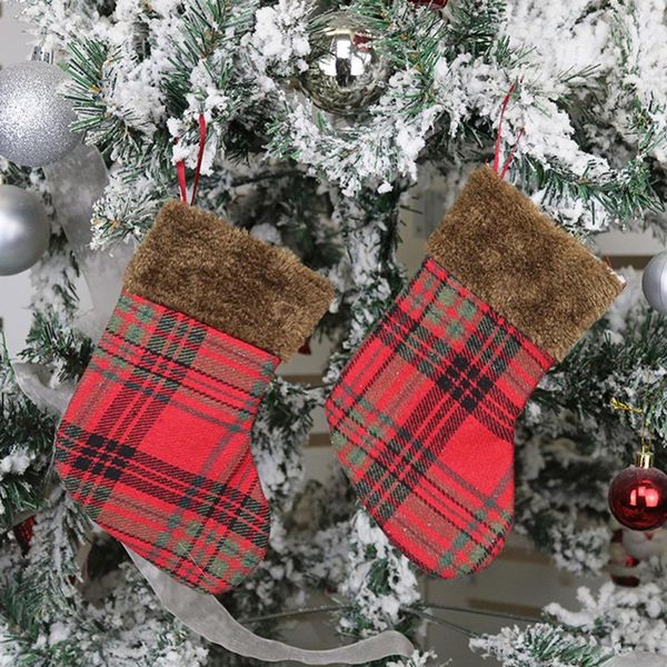 

1шт красного lattice ткань рождественского чулок конфета подарки сумка украшение рождественской елки 1шт red beauty and best jllkyx nana_hom