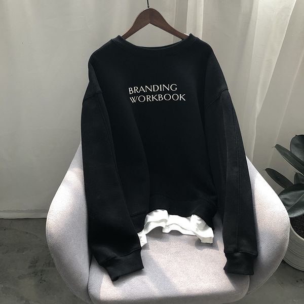 

2021 new autumn letter print o-neck long sleeve women casual fleece hoodies loose style clothes thick pullovers 85uf, Black