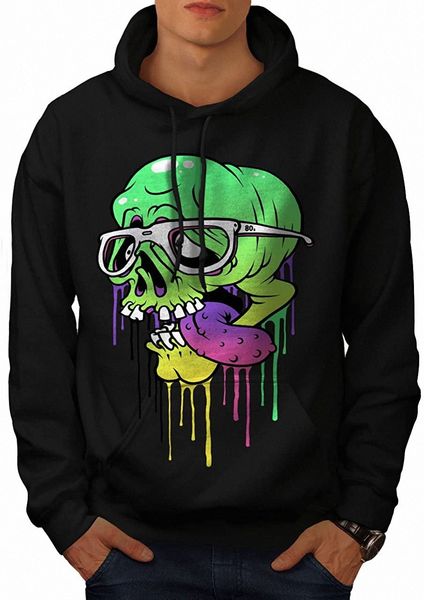 

wellcoda swag zombie skull mens hoodie, mask face hooded sweatshirt g7p2#, Black