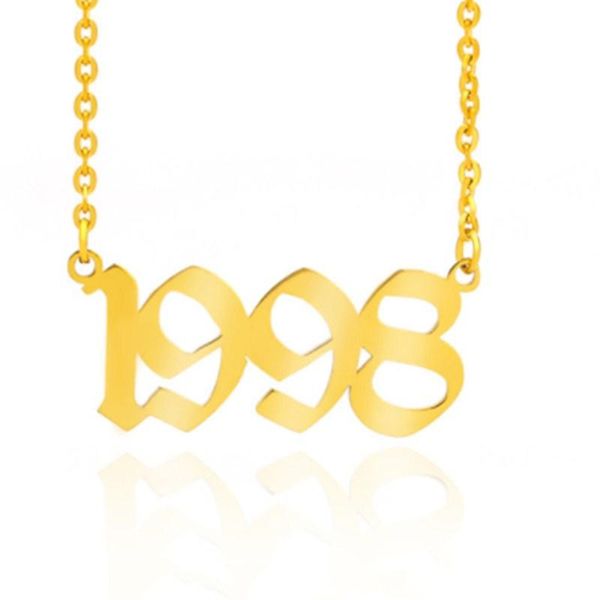 

old english number necklaces women 1991 1992 1993 1994 1995 1996 1997 1998 1999 birthday gift 1993 gold color, Silver