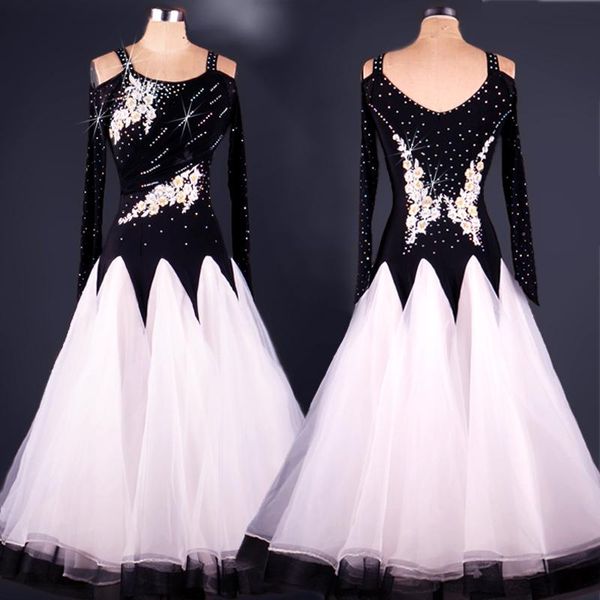 

stage wear lastest noble modern dance ballroom gb dress beautiful & elegant high-end skirt, Black;red