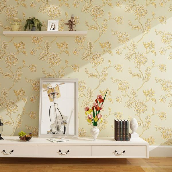

wallpapers cheng shuo 4d rural wind relief big flower thick non-woven wallpaper background covered the bedroom living room