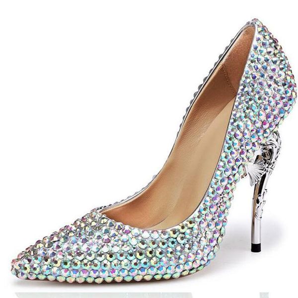 

dress shoes sea horse heel wedding bride pointed shallow mouth hand inlaid green rhinestone leather high heels fine, Black