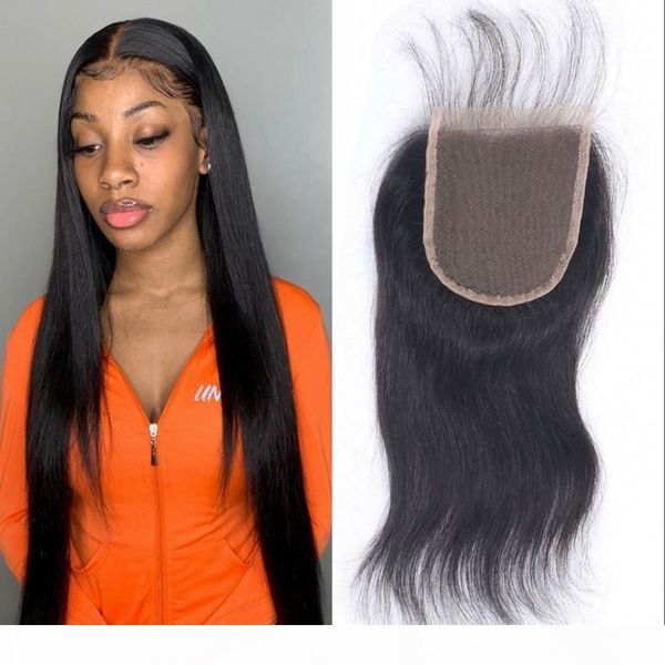 

brazilian virgin human hair closure pieces 8-20 inch 4*4 swiss lace straight closures with baby hair, Black;brown