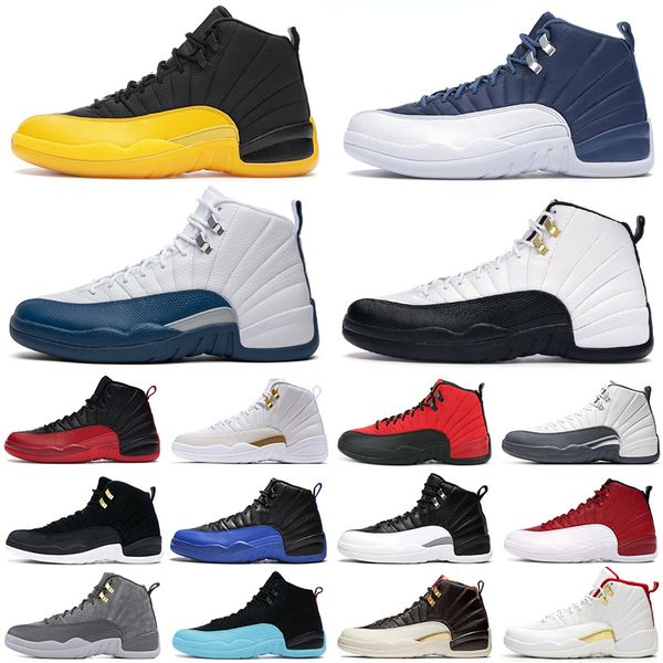 

new mens 12s basketball shoes jumpman 12 university gold indigo flu game royal dark concord black men trainers athletic sports sneakers