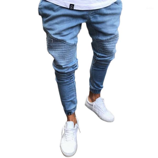 

men's jeans trendy men's explosion style pencil feet pants fashion slim fit light blue skinny cotton perfect match1