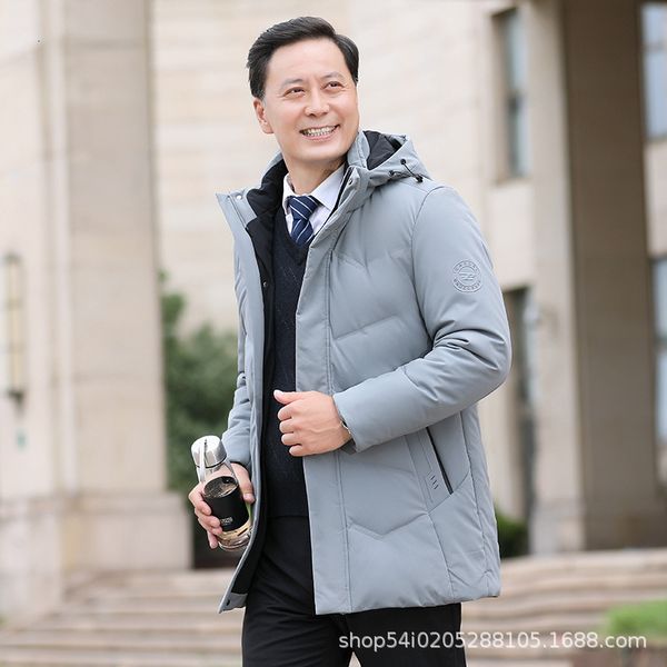 

winter new men's down jacket korean version thickened casual coat hooded warm middle aged father's, Black