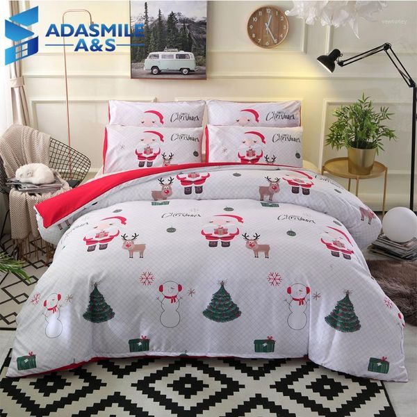 

merry christmas santa claus elk bedclothes bed linens pillowcase 3pcs eu double cartoon duvet cover set for childrens bed decor1