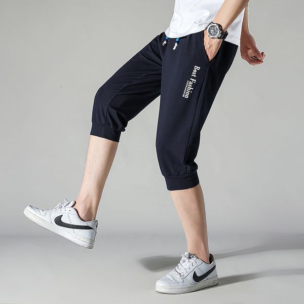 

large size loose summer new capris korean fashion men's casual pants leggings sports shorts, White;black