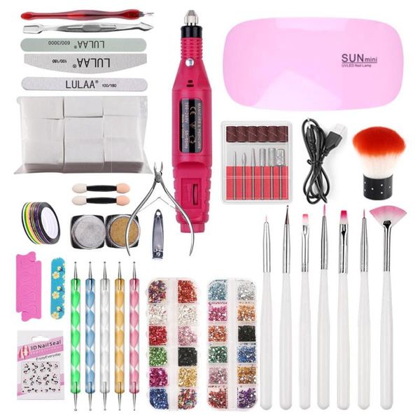 

zk50 new gel nail art tools kit nail art polishing machine painted pen point drill pen file rhinestone jewelry set of 20