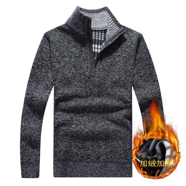 

2020 winter men's plush oversize sild high neck sweater pullover men's cloths half cardigan zipper sweater1, White;black