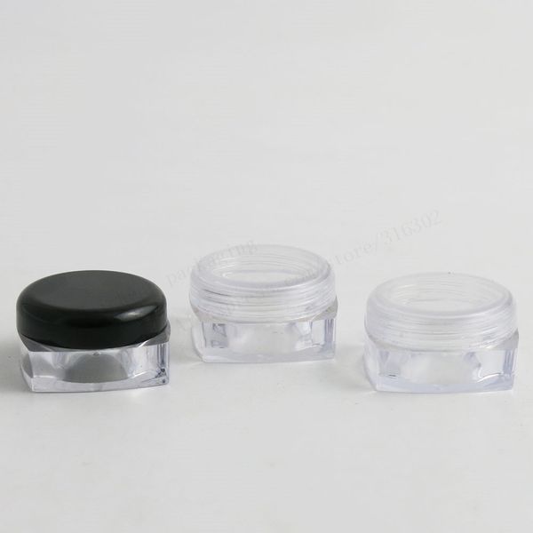 Viagem Mini 10G Limpar Praça garrafas de plástico creme jar 10cc Mostrar Container Embalagem Cosméticos com tampas 100pcs whie claras