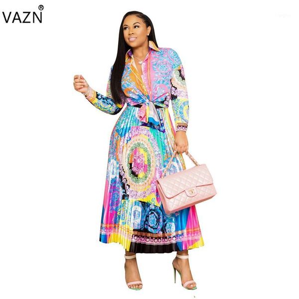

vazn 2019 vacation mature fashion 2 piece women set retro full sleeve chiffon maxi skirts bodycon beach set yc1727-31, White