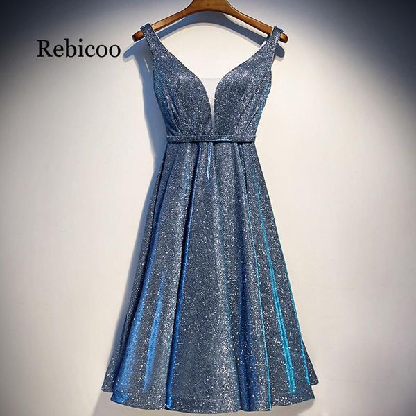 

new arrive v neck short night dress simple prom gowns vestido de festa evening gown, Black;gray