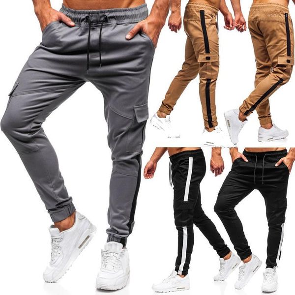 

men's pants men casual joggers solid thin cargo sweatpants male multi-pocket trousers mens sportswear hip hop harem pencil pants1, Black