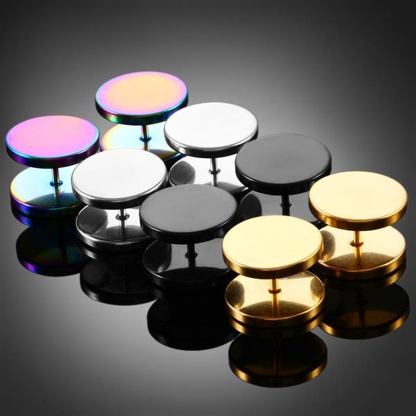 

2pcs gold black steel cheater faux fake ear plugs flesh tunnel gauges tapers stretcher earrings piercing jewelry 6-14mm q sqcwfe, Silver