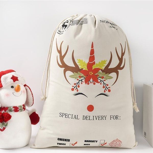 

canvas sacks cotton gift bags monogrammable sack drawstring bag christmas decorations santa claus deer dhf1330 53if