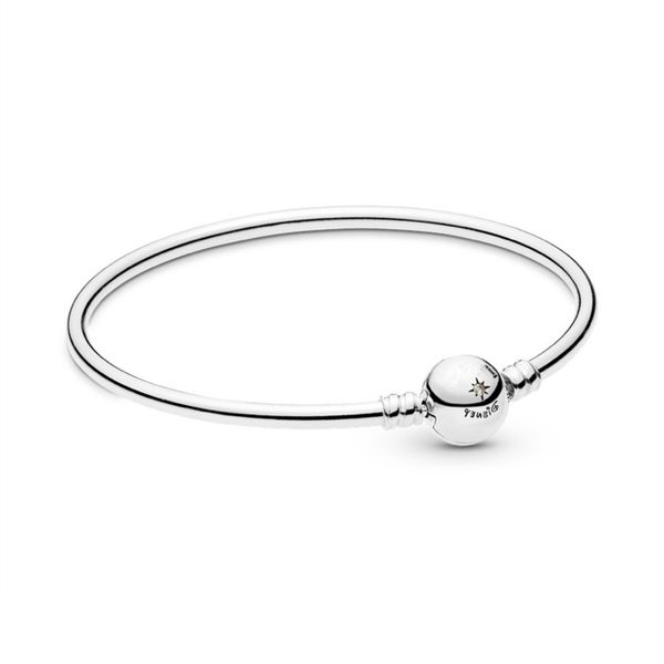 

luxury original 100% 925 sterling silver pan bracelet snake chain bracelet bangle for women authentic charm jewelry, Black