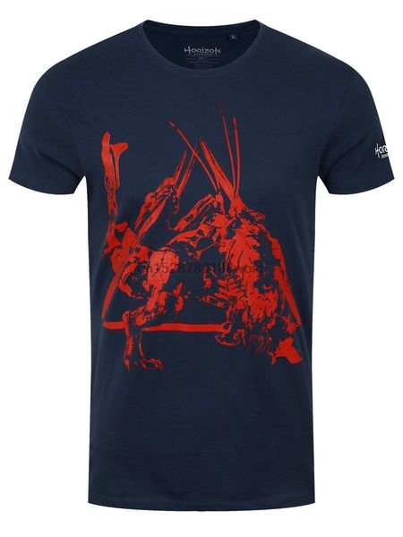 

horizon zero dawn red dinosaur mech blue mennavy t shirt sport hooded sweatshirt hoodie