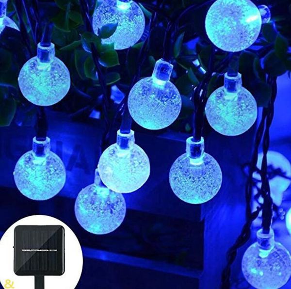 

a-led solar powered waterproof crystal ball christmas string outdoor lighting courtyard decorations lights 30 bulbs 6.5m owe2082