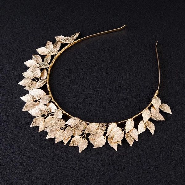 

leaves pageant hair bands baroque forehead jewelry gold metal headpiece tiara bridal women wedding hair accessories, Golden;silver