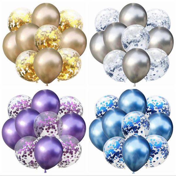 

party decoration 10pcs mix gold confetti latex balloons 12 inches metal for baby shower bridal wedding decorations