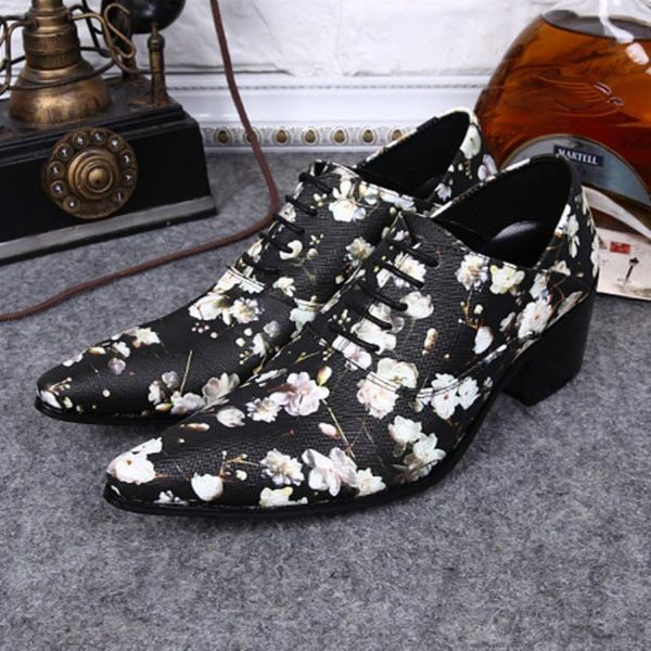 

christia bella british style large size printing men oxfords shoes genuine leather party male derby shoes men's lace up, Black
