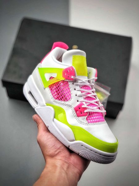 

2020 jumpman 4s iv 4 lemon venom color tiger print mens basketball shoes size 8-13 athletic sport sneakers cv7808-100 size36-44