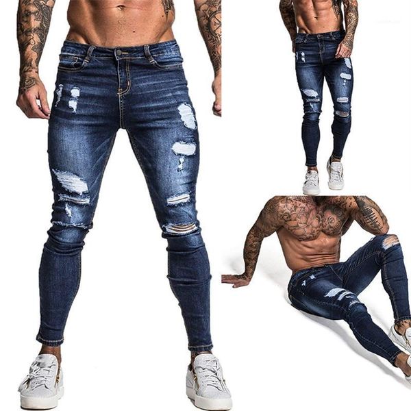 

men's fashion causal pocket zipper slim fit shredded long jeans pants trousers daliy stylish comfortable fashion men jeans1, Blue