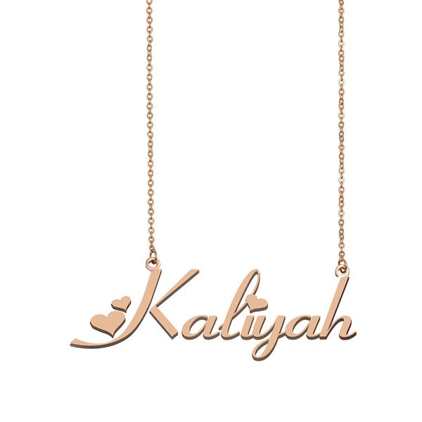 

kaliyah name necklaces pendant custom personalized for women girls children friends mothers gifts 18k gold plated stainless steel, Silver