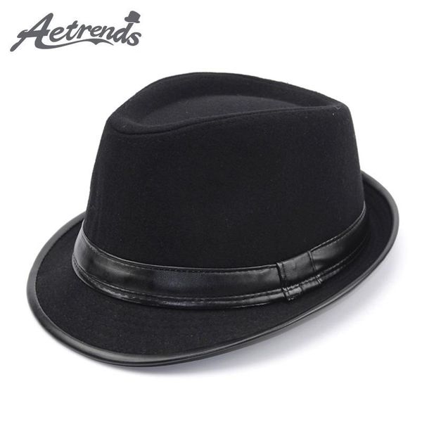 

aetrends] england style fedora jazz hat men vintage wool felt winter hat panama cap z-5312, Blue;gray