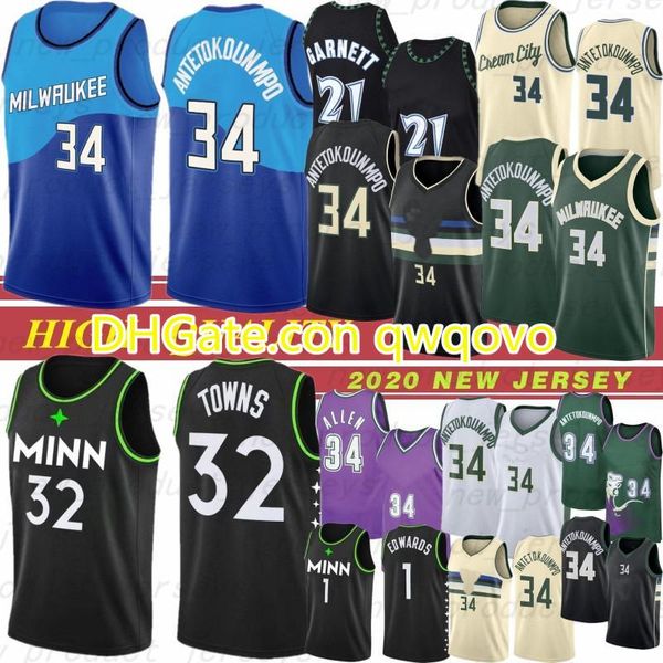 

giannis 34 antetokounmpo 6 bledsoe ncaa new basketball jerseys ray 34 allen karl-anthony garnett towns 1 edwards 22 middleton jerseys, Black;red